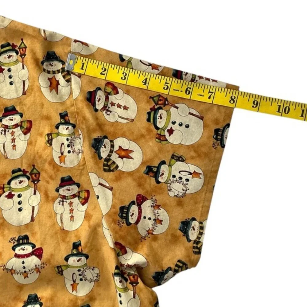 Seasons CelScrub Cotton Scrub Top V Neck Holiday Snowman Birdhouse Gold Spice XL - Picture 4 of 16